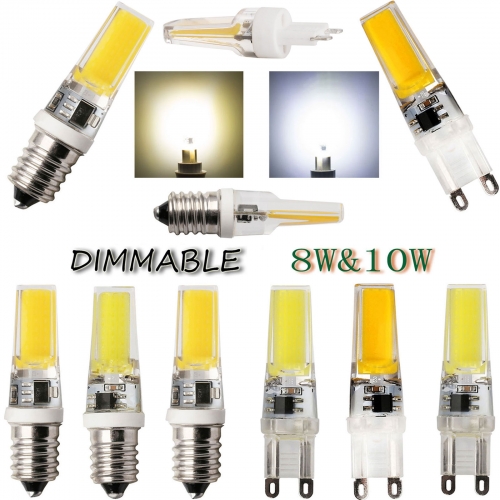 Dimmable G9 E14 8W 10W COB LED Lights Crystal Silicone Bulb Lamps 220V