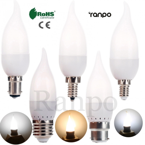 3W LED Bulb E12 E26 E27 E14 B22 Flame Chandelier Candle Light 2835 SMD 110V 220V