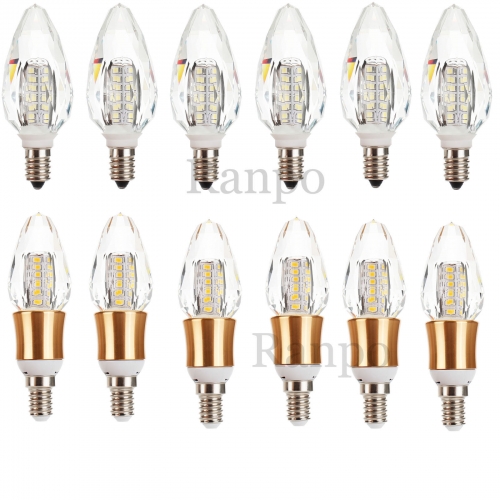 E14 LED Candle Bulb Crystal 7W 2835 SMD 220V 50W Halogen Lamp Replacement Bright