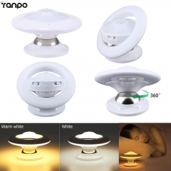 360° Body Motion Sensor LED Night Light Bulb UFO Shaped Rotatable Lighting Lamp