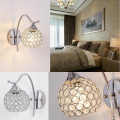 Silver Crystal LED Wall Lamp Sconce Light Home Bedroom Bedside Hallway Fixture