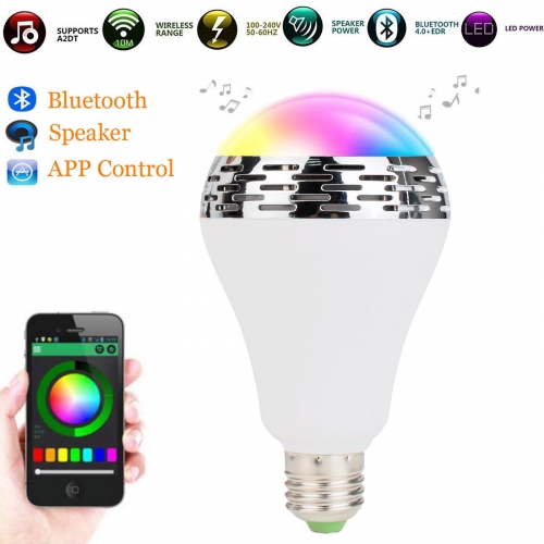 Wireless Smart Bluetooth Speaker Bulb APP Control Music Playing RGB Light Lamp