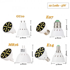 GU10 MR16 E14 E27 LED Spotlight 5W Bulb 7030 SMD Lamp 110V 220V Save Energy
