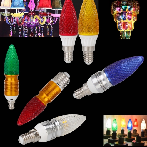 Colorful LED Chandelier Candle Light Bulb E14 E27 E12 85-265V 25W 50W Equivalent