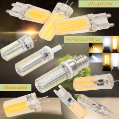 Dimmable G4 G9 E14 GU5.3 3W 5W 7W Silicone Crystal LED Corn Bulb Lamp 220V 12V