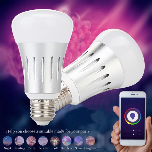 Ranpo Dimmable Smart Wifi RGB Light Bulb Wireless RGBW LED Home Lamp E27 5W AC 85-265V