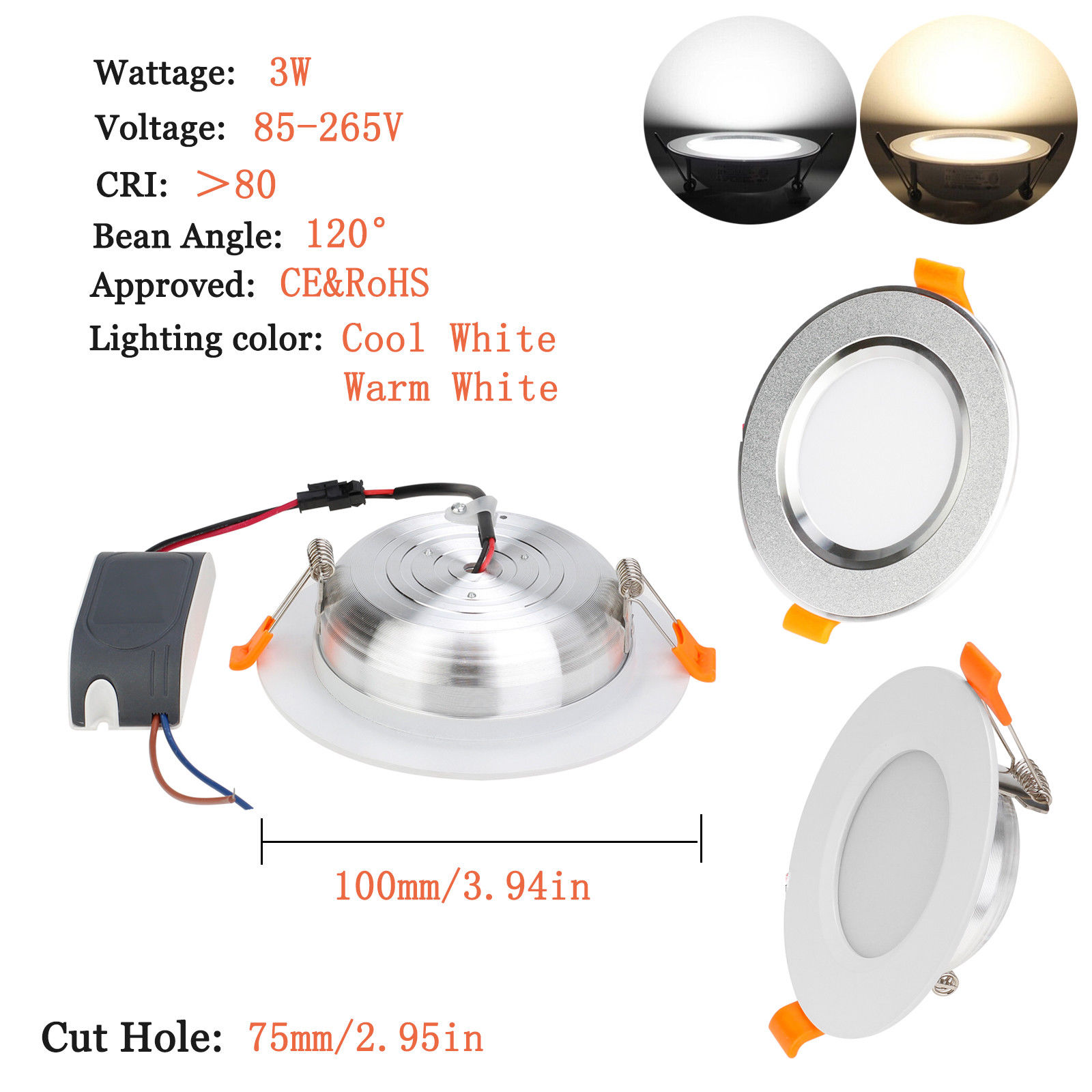 Ranpo Led Recessed Ceiling Downlights Spotlights Cob Bulbs W W W W