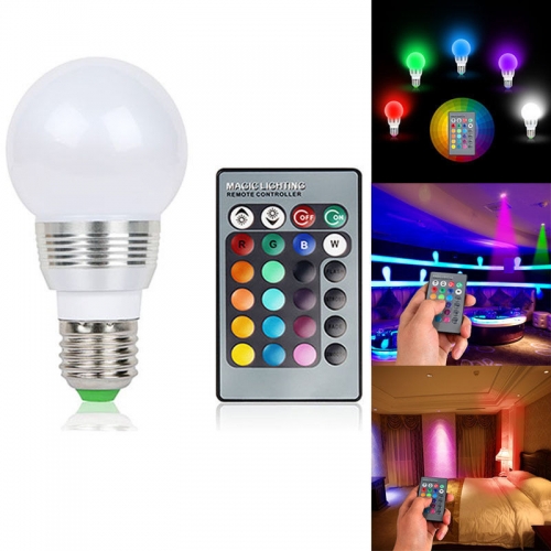 Ranpo  7W RGB Magic 16 Multi-Color Light Bulb E27 B22 Wireless Remote Control 85-265V  7W RGB Magic 16 Multi Color Light Bulb E27 B22 Wireless Remote