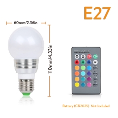 Ranpo  7W RGB Magic 16 Multi-Color Light Bulb E27 B22 Wireless Remote Control 85-265V  7W RGB Magic 16 Multi Color Light Bulb E27 B22 Wireless Remote