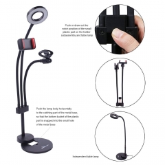 Support de téléphone portable LED Lampe de bureau Touch Control Selfie Ring Light Chat vidéo avec support de microphone pour flux en direct, support d