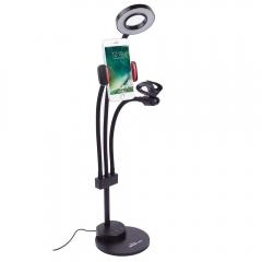 Support de téléphone portable LED Lampe de bureau Touch Control Selfie Ring Light Chat vidéo avec support de microphone pour flux en direct, support d