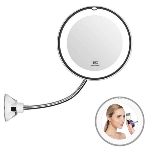 Miroir de maquillage grossissant avec miroir flexible