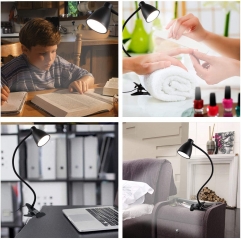 Clip on Reading Light 3 Color Modes 10 Brightness Dimmer Clamp Light 10W 38 LED Desk Lamp with 360 degree Flexible Gooseneck