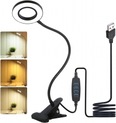 Schreibtischlampe Clip On Leselicht 3 Farbmodi 10 Helligkeitsstufe USB Ladeanschluss 48 LED Augenschutz Schwanenhals-Studienlampe