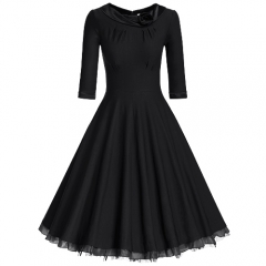 MUXXN Women's 1950s Vintage A Line Swing Rockabilly Dress