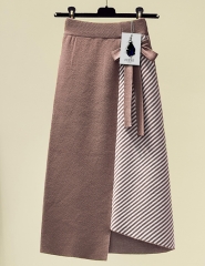 JUESE Women's Stretchy Knit Split Full Length Skirt