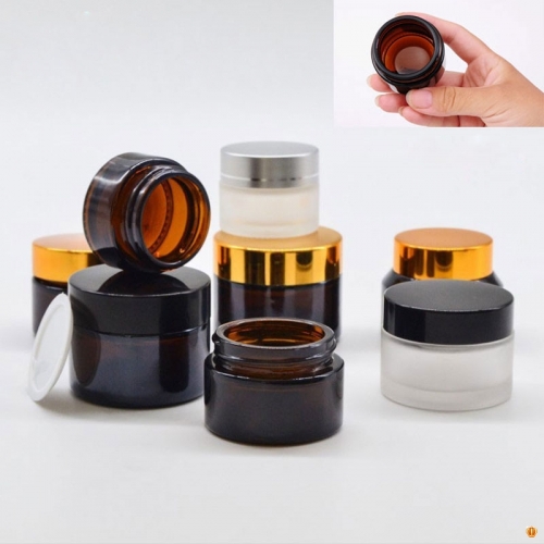 IMIROOTREE 20pcs 20ml Amber Glass Jar Pot Skin Care Cream Refillable Bottle Cosmetic Container Makeup Tool For Travel Packing