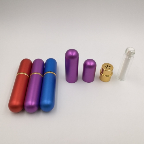 6pcs/lot Aluminum Nasal Inhaler refillable bottles with high quality cotton wicks for aromatherapy essential oils