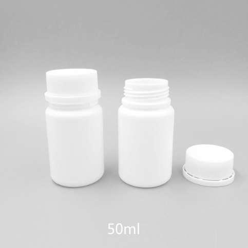 12pcs/lot 50ml 50cc HDPE Plastic White Empty Capsule container medical pill bottle with Tamper Proof Cap