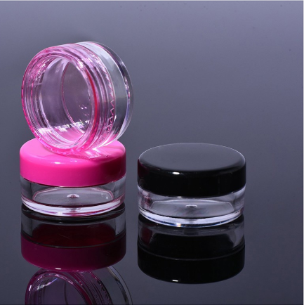 100pcs/lot 10g clear cream jar , plastic empty container cosmetic jars with black cap