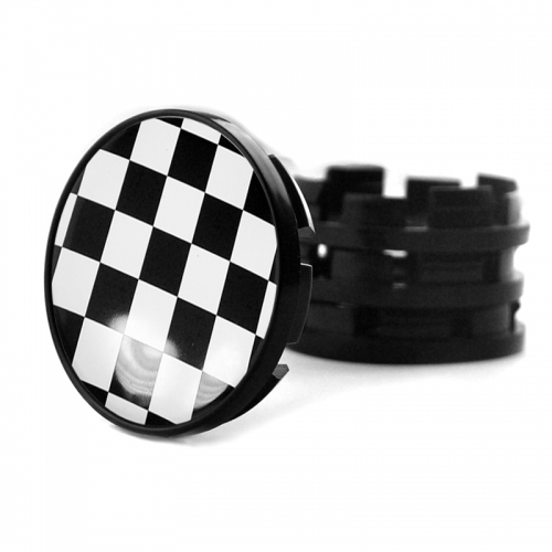 4pcs Checkered 61mm 2 3/8in Wheel Center Caps #28821SA090 Black And White