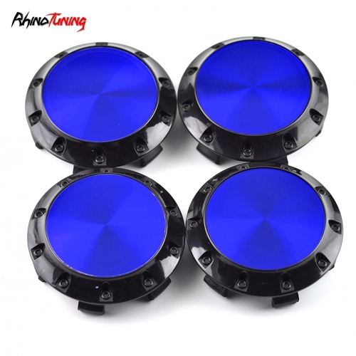 4pcs Benz OZ 75mm 2 15/16in Wheel Center Caps Blue Laber Black Base