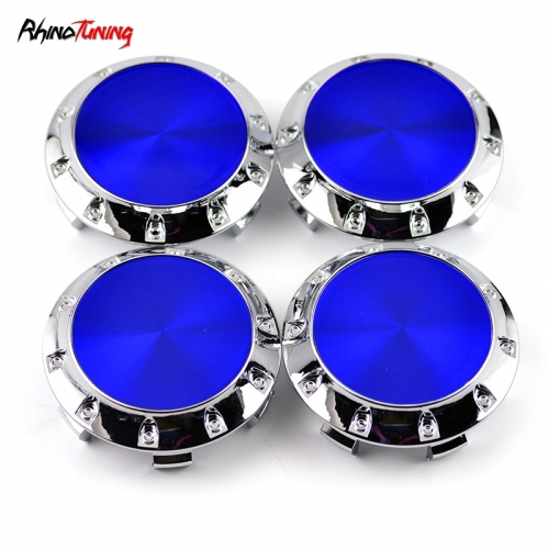 4pcs Benz OZ 75mm 2 15/16in Wheel Center Caps Blue Laber Silver Base