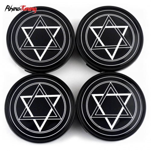 4pcs DODGE Brohers Star Of David 63mm 2 15/32in Wheel Center Caps #52110398AA Black Base