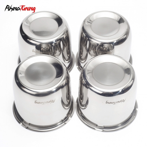 83mm 3.27in Push Through Center Cap Stainless Steel Bright Chrome With RhinoTuning