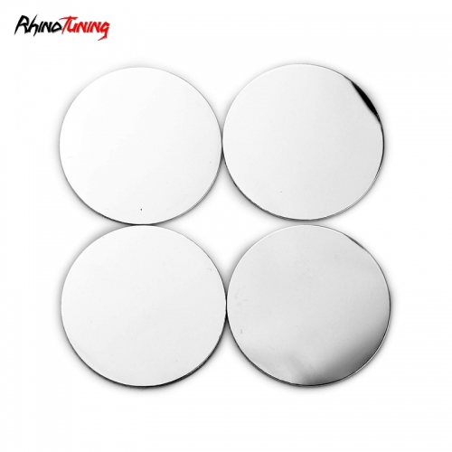 4pcs 44mm 1 23/32in Solid Silver Reflective Wheel Center Sticker Aluminum