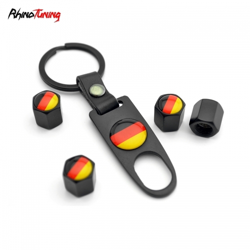 4pcs (1set) Germany Flag Tyre Valve Dust Caps with Spanner Tool