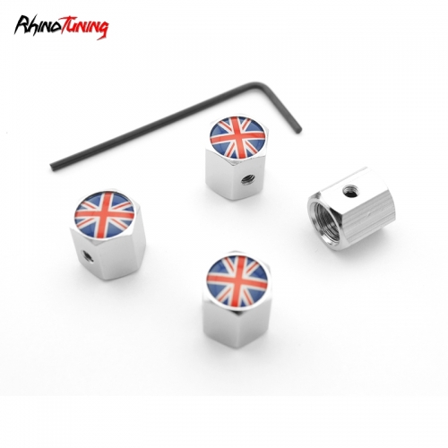 4pcs (1set) Union Jack Tyre Valve Dust Caps