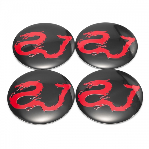 57mm (2.24in) Aluminum Wheel Center Caps Sticker Gragon Logo