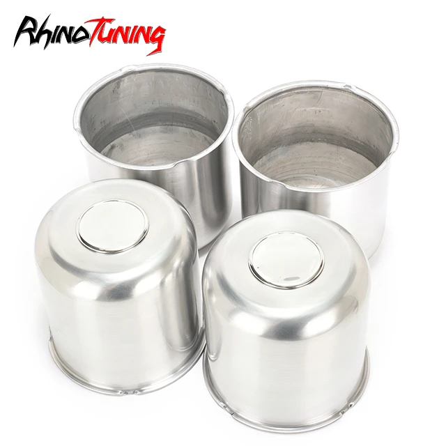 5.12in Polished Aluminum Trailer Push Through Center Caps Painted Clear Coat