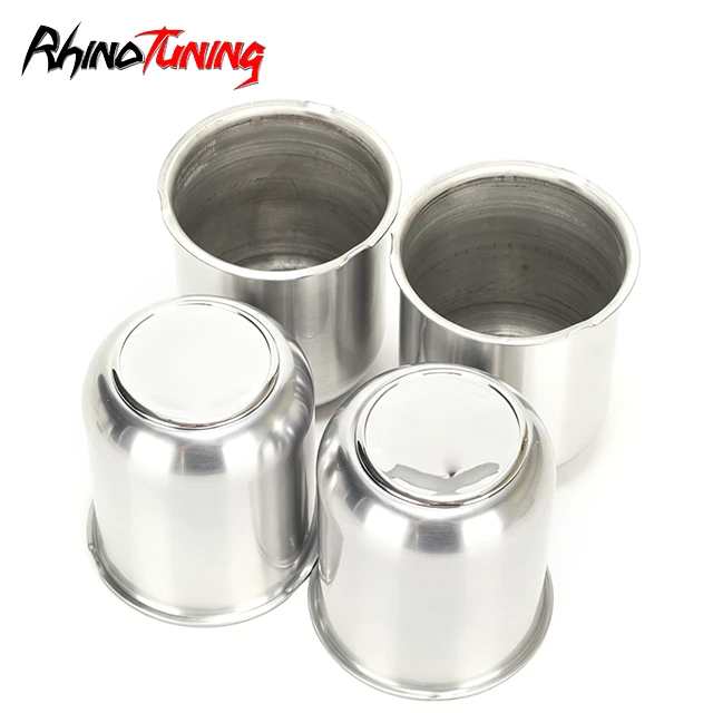 For 3.19in Rim Bore Polished Aluminum Push Through Center Caps with Removable Top Caps