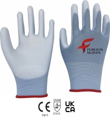 13 gauge polyester liner with PU palm coating gloves