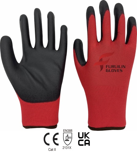 13 gauge polyester liner with PU palm coating gloves