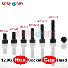 100pcs* 12.9 Grade Carbon Steel Hexagon Socket Head Cap Screws M2.5x4/6/8/10/12/14mm for RC Model Airplane