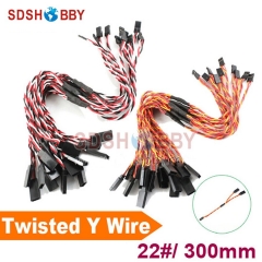 10Pcs*Heavy Duty 22#/22AWG Servo Twisted Wire Y cable 300mm