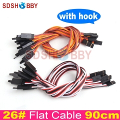 10pcs*26# 26AWG Futaba JR Flat Extension Cable/ Flat Extension Lead 90cm with Hook