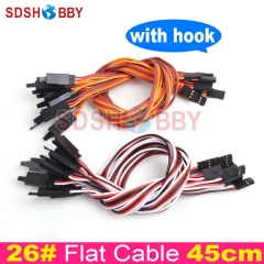10pcs* 26# 26AWG Futaba JR Flat Extension Cable/ Flat Extension Lead 45cm with Hook