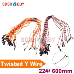 10Pcs*Heavy Duty 22#/22AWG Servo Twisted Wire Y cable 600mm