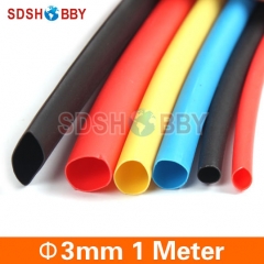 1 Meter Heat Shrinkable Tubing Dia. =3mm (Red, Black, Blue, Yellow Color)