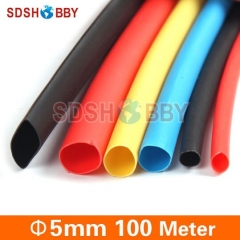 High Quality 100 Meter Heat Shrinkable Tubing Dia. =5mm (Red, Black, Blue, Yellow Color)