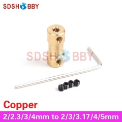 Cooper Drive Shaft Connector Motor Shaft Collect 2/2.3/3/4mm to 2/3/3.17/ 4/ 5mm with Screws for RC Electric Boat, Car and Robot