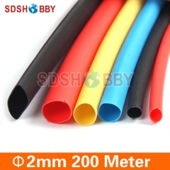High Quality 200 Meter Heat Shrinkable Tubing Dia. =2mm (Red, Black, Blue, Yellow Color)