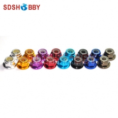 M4 Aluminum Alloy Flange Face Preventable Looseness Self-Lock Screw Nut Cap with Embedded Nylon Circle -20pcs/bag