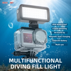 40m Waterproof Dive Light Video Rechargeable Fill Light Underwater Scuba Photography Accessories for GoPro 10/ Action 3/Insta360