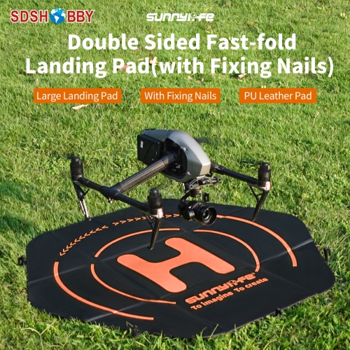 Sunnylife 110cm (43") Large Drone Landing Pad Fast-Fold Double-Sided PU Leather Waterproof for Inspire 3/ Mavic 3 Pro/ Matrice 30