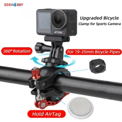 Sunnylife Sports Camera Universal Bicycle Clamp 360 Rotation 19-35mm Clip Hold AirTag for Action 4/ Insta360 GO 3/ GoPro 12